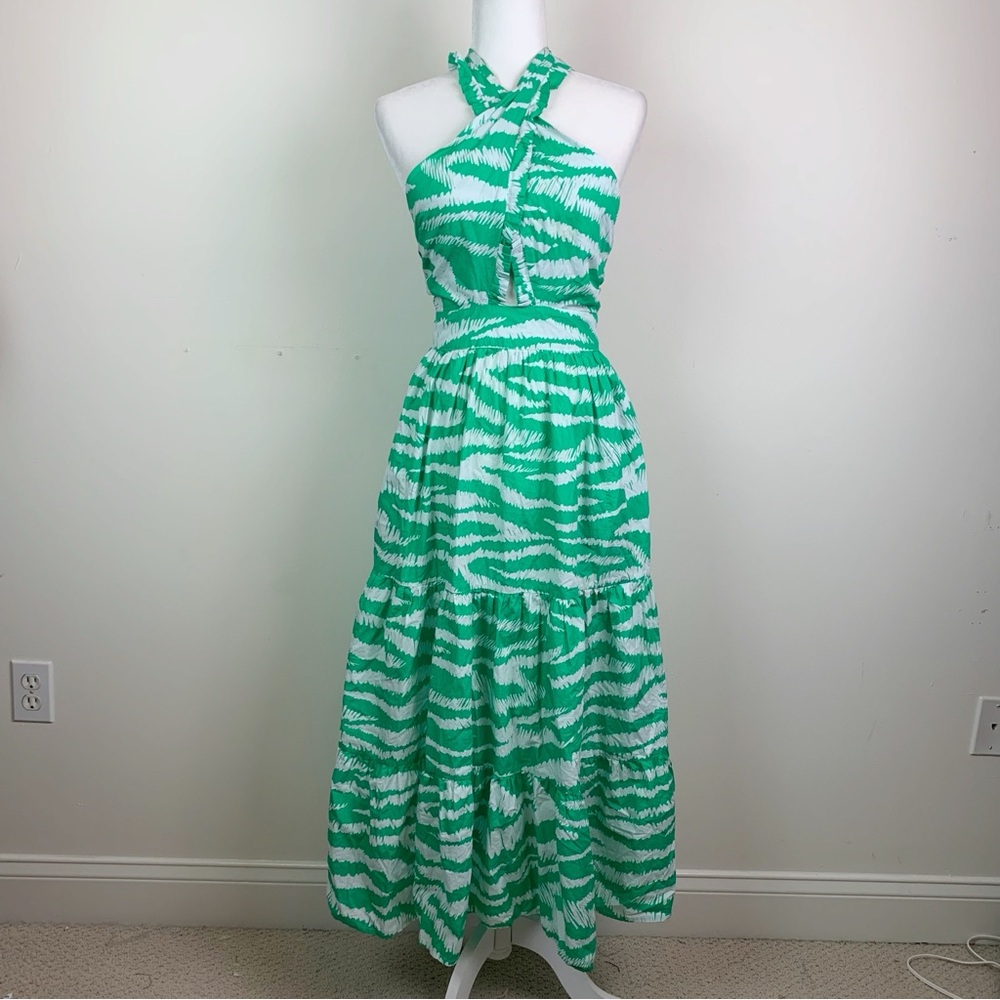 Oliphant Cross-Front Halter Poplin Maxi Dress - Picture 2 of 13